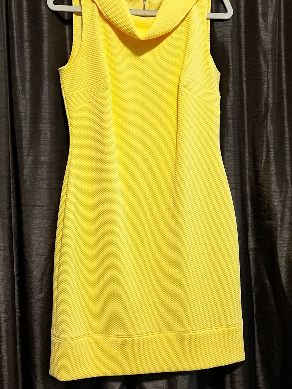 American Living Yellow Textured Sleeveless Cowl Dress